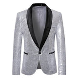 Shiny Gold Sequin Glitter Embellished Blazer Jacket Men
