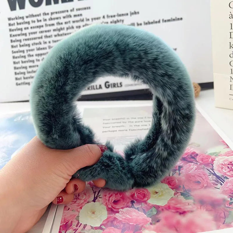 Real Rex Rabbit Hair Headband Fur Hairpin Korean