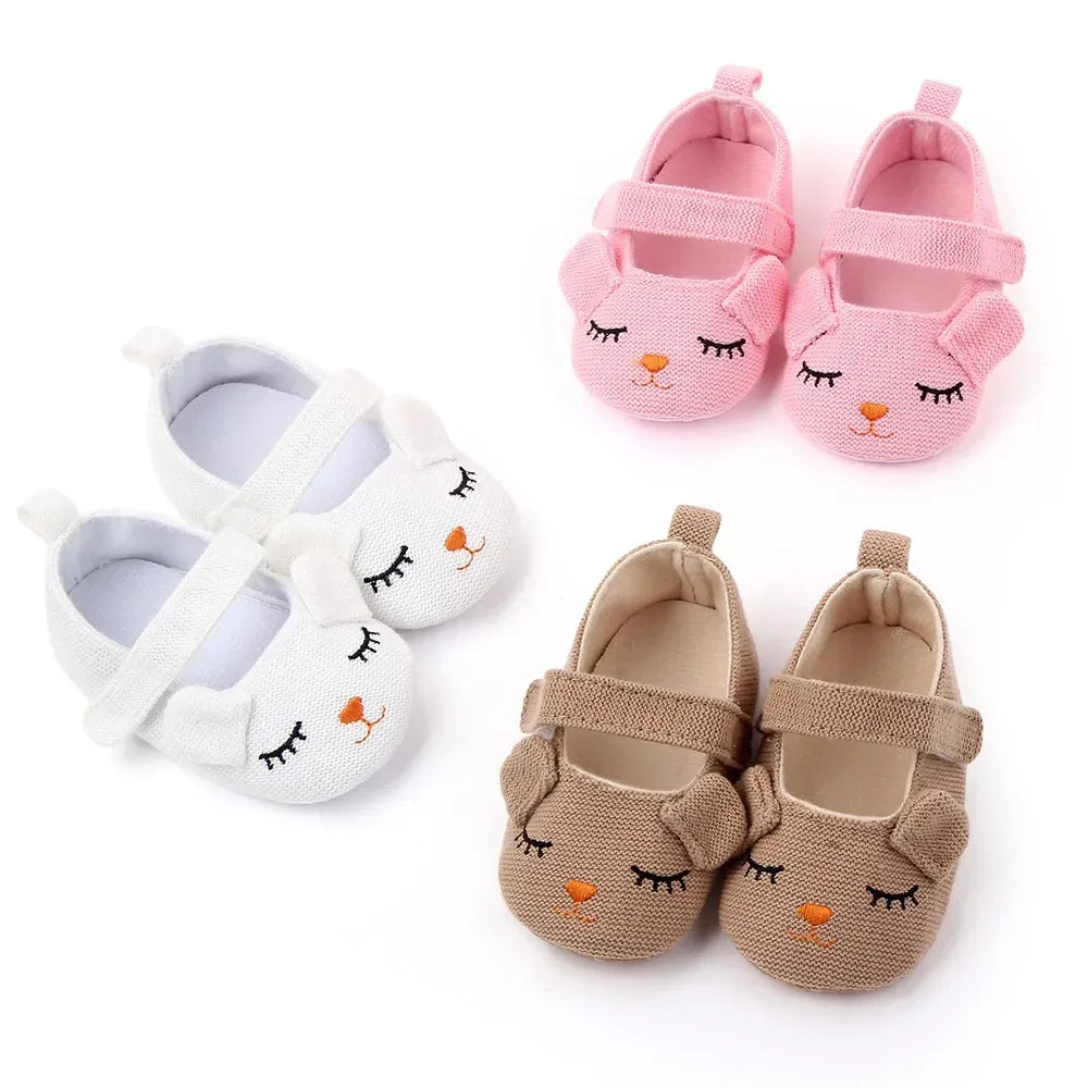 Baby Cute Smile Princess Shoes Solid Colour Knitted