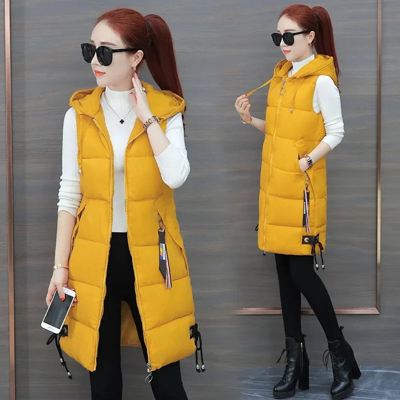 2023 New Autumn Winter Women Long Parkas Vest