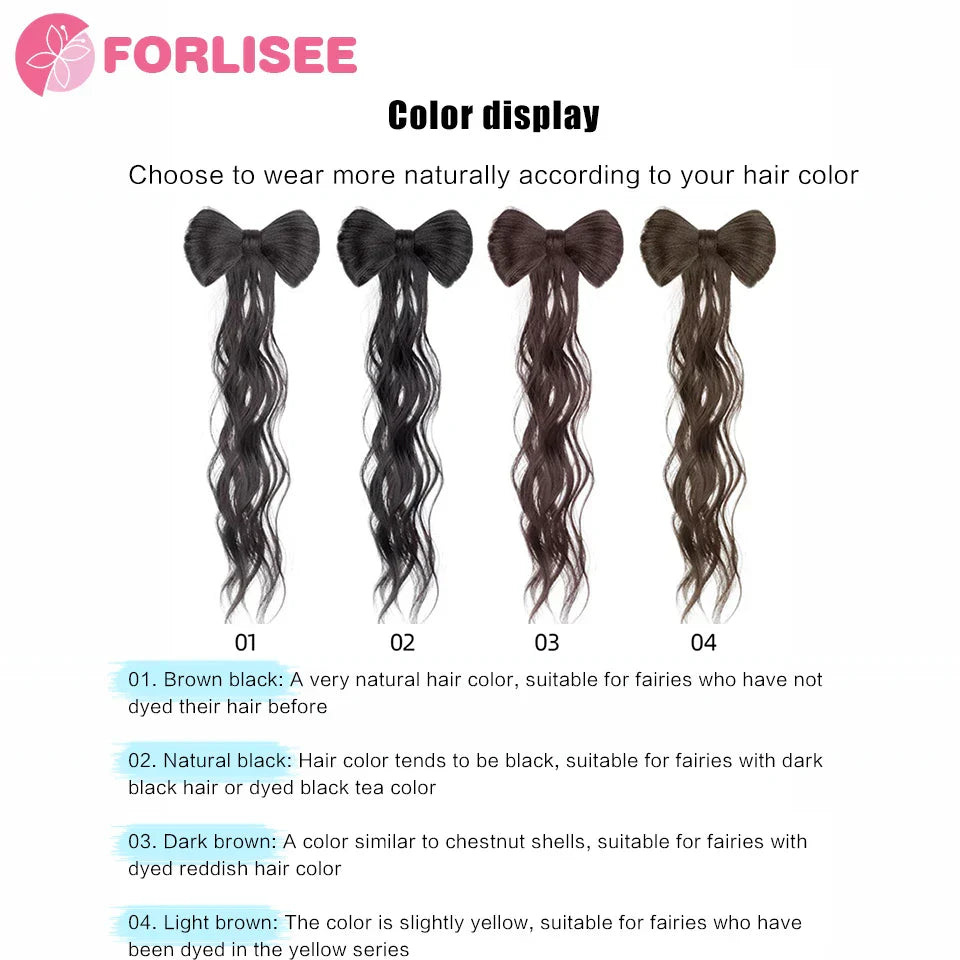 FORLISEE Bowknot Halftie High Ponytail Wig Clip Hair