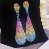 Fashion Shiny Rainbow Color Crystal Earrings for Women