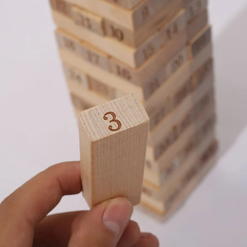 48PCS natural wood color building block balance game