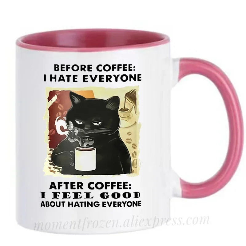 Funny Cat Mugs Coworker Gifts Coffee Spelled Backwards