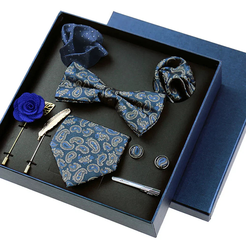 8piece Set Bussiness Blue Ties For Mans Floral