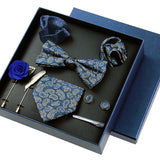 8piece Set Bussiness Blue Ties For Mans Floral