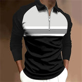 Men Long Sleev Fashion Zipper Polo Shirt ,