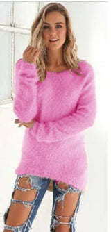 2023 Womens Winter Fleece Fluffy Sweater Jumper Ladies