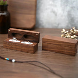 Walnut Wooden Ring Box diamond Pendant Neckl ace