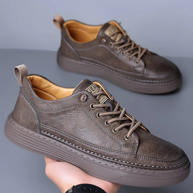 Genuine Leather Shoes for Men Platform Slip on Casual Sneakers for Men 2024 New Comfort Flat Shoes Spring Men's Loafers Shoes