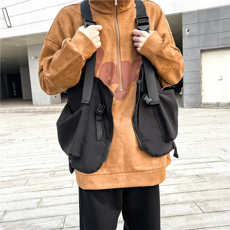 Reflective Streetwear Men HipHop Chest Bag Anti theft