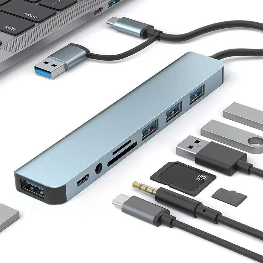 8 Ports USB3.0 Type C Hub OTG Adapter