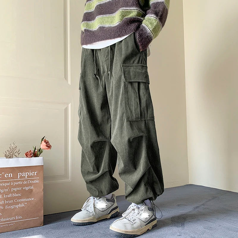 Men's Brown Y2K Baggy Japan Pants Oversized Corduroy