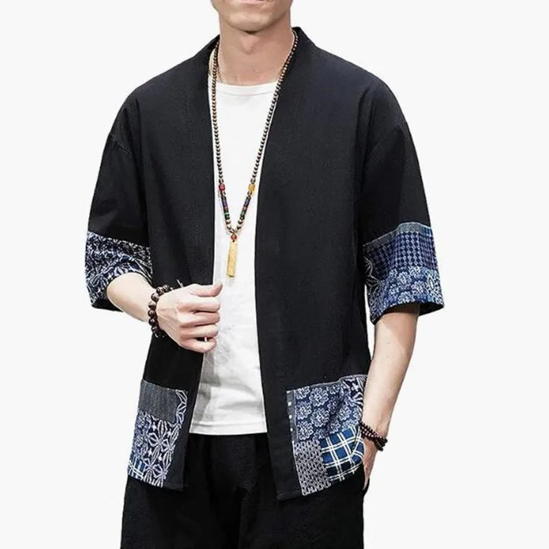 Mens Japanese Kimono Cardigan Loose Cotton Linen 34