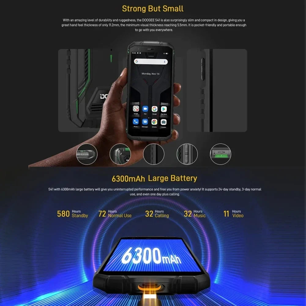 DOOGEE S41T 4G Rugged Smartphones 5.5Inch HD Screen