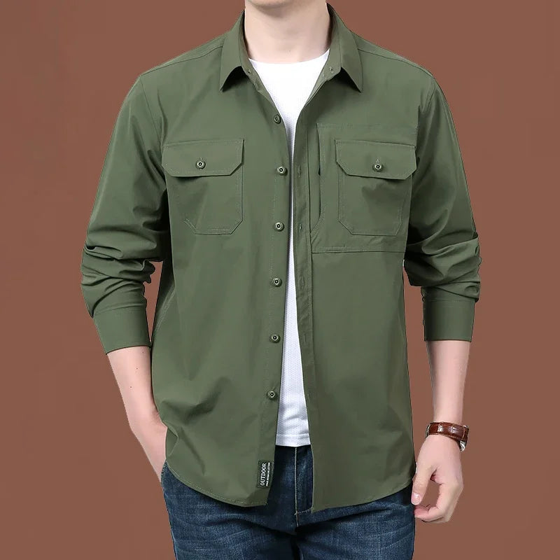 Plain Shirt New Spring Autumn Men's Cargo Hiking