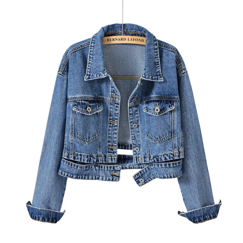 Spring Autumn Women Denim Jacket Casual Long Sleeve