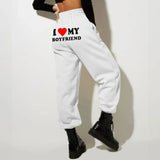 I Love My Boyfriend Printed Sweatpants Y2k High
