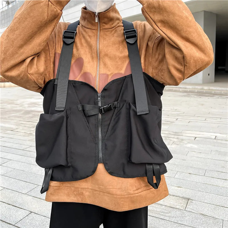 Reflective Streetwear Men HipHop Chest Bag Anti theft