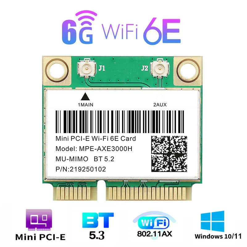 Wifi 6/5/4 Bluetooth Mini PCI-E Wireless Card Network