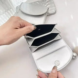 Korean Version Silver Credit Card Holder Purse for Women Simple Cover Type Coin Wallet Ins Student Wallet Female Card Wallet