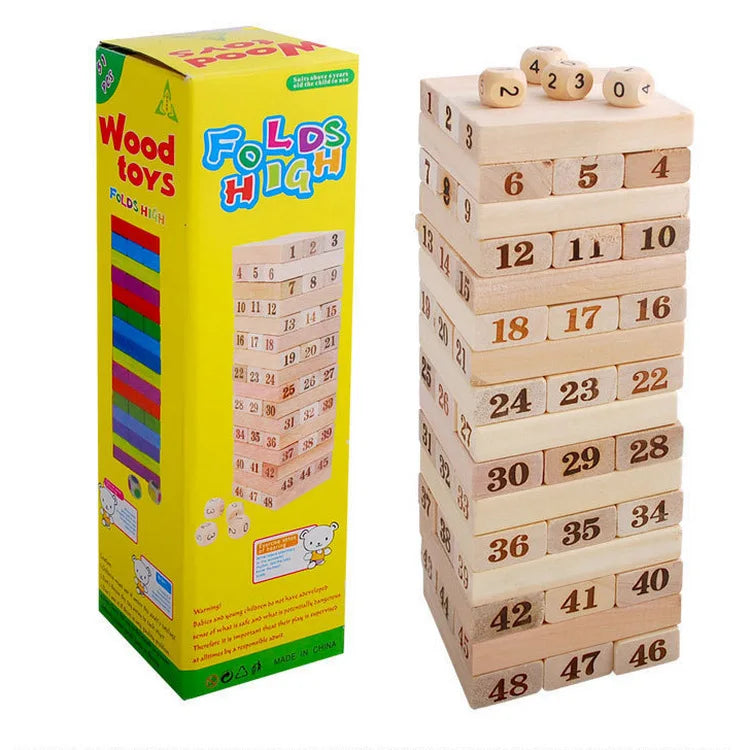48PCS natural wood color building block balance game