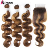 P4/27 Highlight Body Wave 3/4 Human Hair Bundles