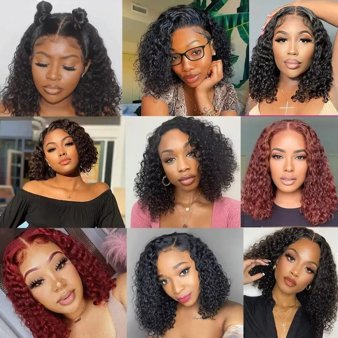 Deep Wave Short Bob Wig Human Hair 13x4