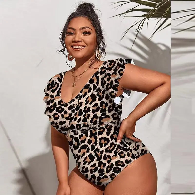 Y2K Floral Plus Size Bikini Women Leopard Printed