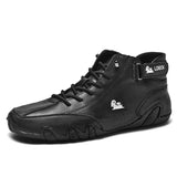 Leather Casual Sneakers for Men Motorcycle Shoes 2023