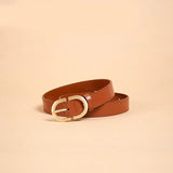 BEAUTODAY Belt Women Genuine Cow Leather Metal Oval