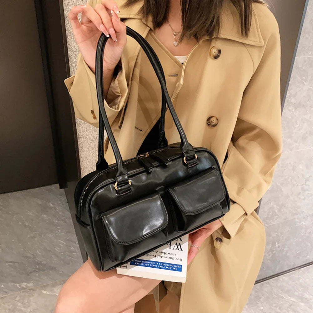 Vintage PU Leather Women Tote Handbag High Quality