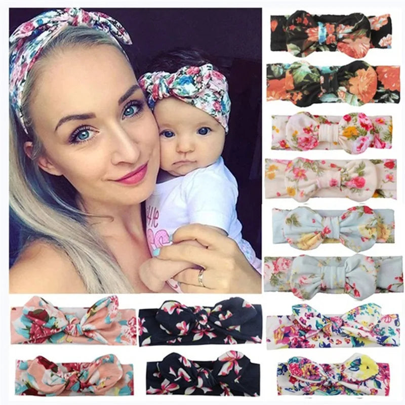 2Pcs/Set Mom & Baby Headbands Mother Newborn Turban