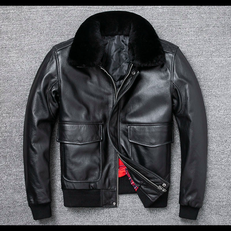 Plus Size Bust 140cm Bomber Men Genuine Leather