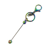 15Pcs Metal Beaded Keyring Beadable Bar Keychain Lobster
