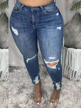 LW Plus Size Highwaisted Ripped Jeans Zipper Fly