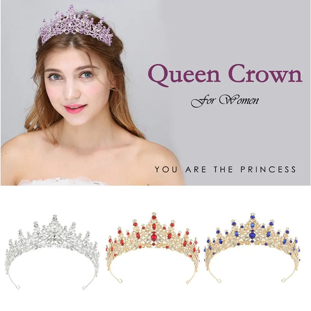 Vintage Queen Crown Durable Gorgeous Baroque Crystal Headbands