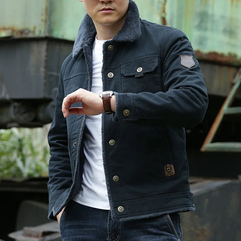 Top Plus Velvet Winter Lamb Coat Men's Winter