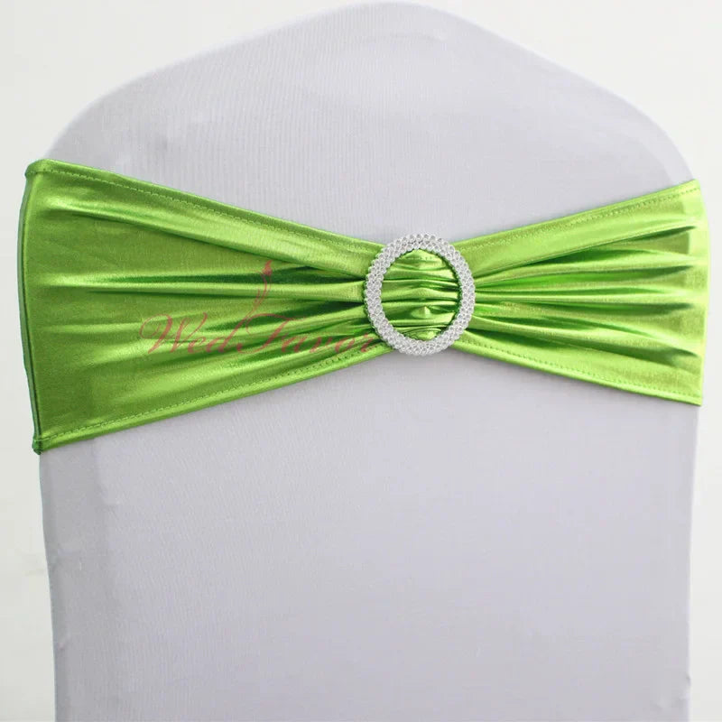 10pcs/50pcs Metallic Gold Silver Stretch Spandex Chair Bow
