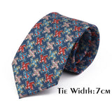 Vintage Floral Geometric Print Necktie Unique Style Mens