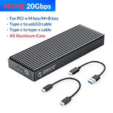 NVMe Enclosure USB C Gen2 10Gbps 20Gbps PCIe