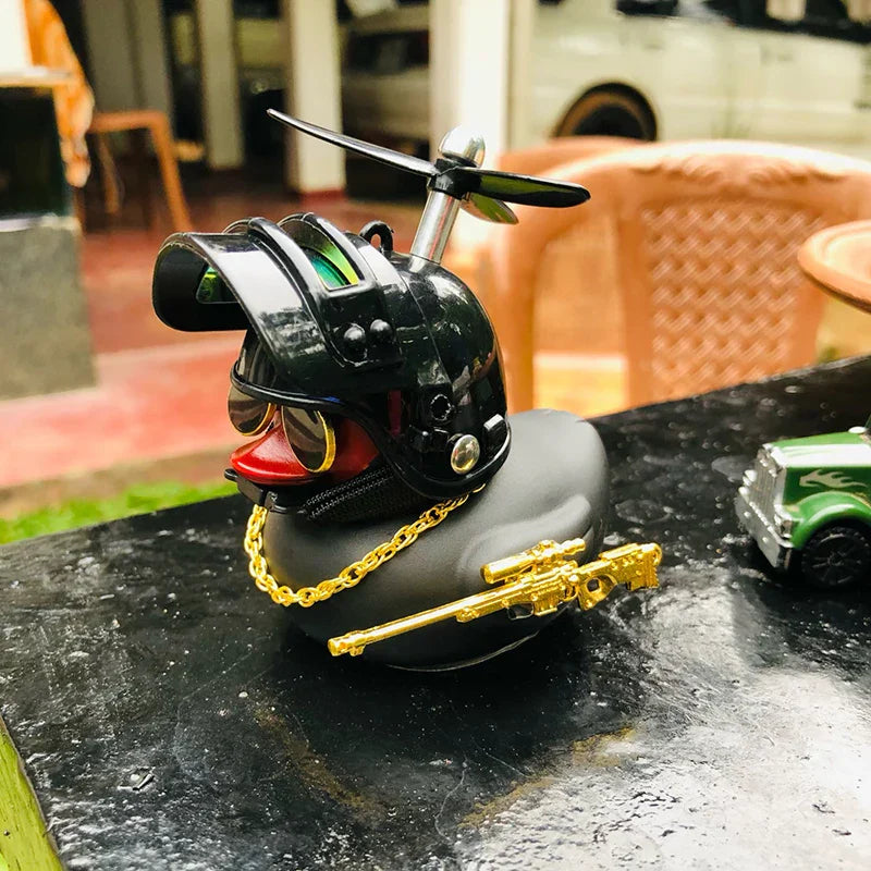 Broken Wind Rubber Duck With Helmet Pendant Duck