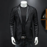 Men's Casual Leather Dress Suit Coat Casual Pu