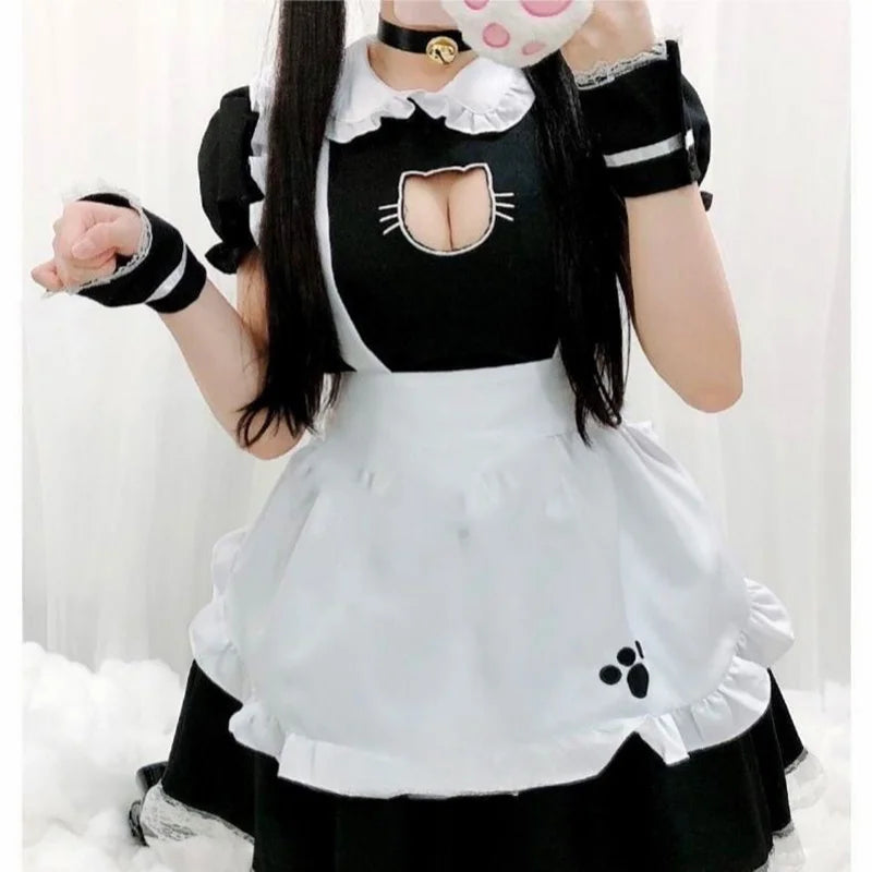 Sexy Black Cat Girl Women Fantasy French Maid