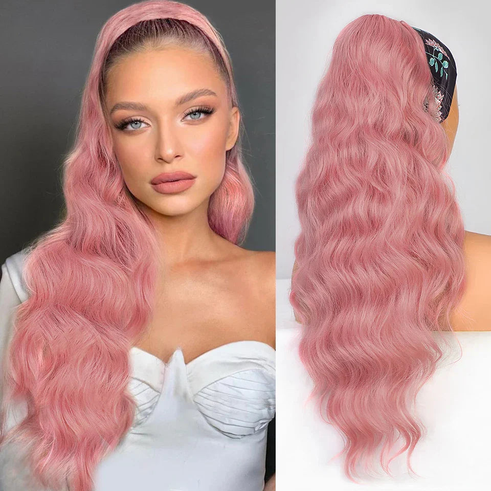Vigorous Synthetic Long Body Wavy Drawstring Ponytail for