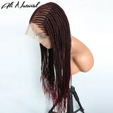 Ombre Burgundy 13x6 Lace Frontal Braids Wig Synthetic