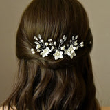 3pcs White Flower U Shaped Hairpin Pearl Elegant