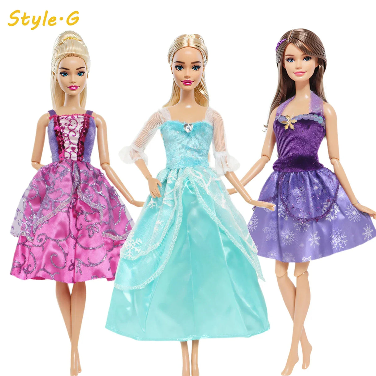 3 Sets Fairy Tale Classic Princess Doll Dresses