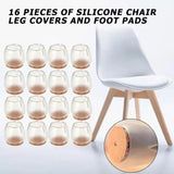 16pcs Silicone Chair Caps Table Foot Pads Round