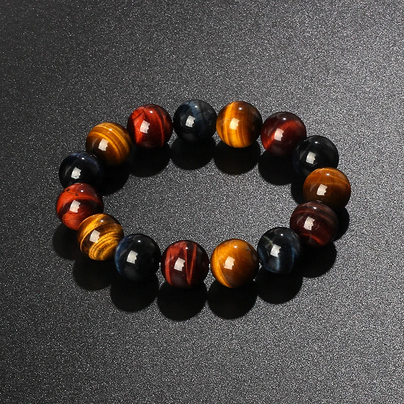 Original Lightning 6-16mm colorful Tiger Eyes Beads Bracelet